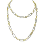 112827, 14K GOLD PLATED, 36 INCH TWO TONE CONVERTILE WRAP LINK CHAIN NECKLACE