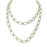 112828, 14K GOLD PLATED 36 INCH TWO TONE CONVERTIBLE WRAP CHAIN DESIGNER INSPIRED NECKLACE