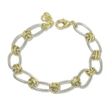 112829, 14K GOLD PLATED TWO TONE TEXTURED LINK CHAIN DESIGNER INSPIRED BRACELET