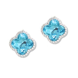 112830, CLOVER CUBIC ZIRCONIA STUD EARRINGS