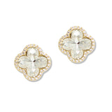 112830, CLOVER CUBIC ZIRCONIA STUD EARRINGS