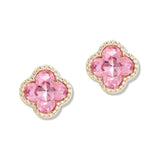 112830, CLOVER CUBIC ZIRCONIA STUD EARRINGS