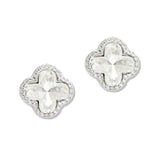 112830, CLOVER CUBIC ZIRCONIA STUD EARRINGS