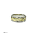 112831, 14K GOLD PLATED CABLE BAND CZ DESIGNER INSPIRED RING