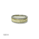 112831, 14K GOLD PLATED CABLE BAND CZ DESIGNER INSPIRED RING