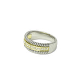 112831, 14K GOLD PLATED CABLE BAND CZ DESIGNER INSPIRED RING