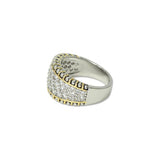 112832, 14K GOLD PLATED MULTI ROW PAVE CZ DESIGNER INSPIRED RING