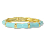 112834, METALLIC BAMBOO INSPIRED ENAMEL HINGED BANGLE BRACELET