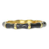 112834, METALLIC BAMBOO INSPIRED ENAMEL HINGED BANGLE BRACELET