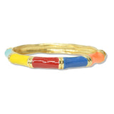 112834, METALLIC BAMBOO INSPIRED ENAMEL HINGED BANGLE BRACELET