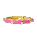 112834, METALLIC BAMBOO INSPIRED ENAMEL HINGED BANGLE BRACELET