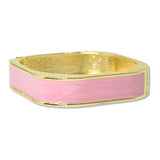 112835, METALLIC CUSHION SHAPED ENAMEL HINGED BANGLE BRACELET