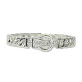 112837, METALLIC BUCKLE MOTIF CURB CHAIN HINGED BANGLE BRACELET
