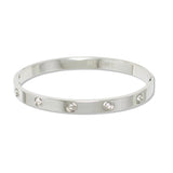 112841, STAINLESS STEEL FLUSH SET CRYSTAL HINGED BANGLE BRACELET