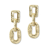 112845, TEXTURED HAMMERED LINK DROP EARRINGS