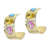112846, HIGH SHINE WIDE CRYSTAL ACCENT C-HOOP EARRINGS