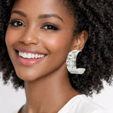 112846, HIGH SHINE WIDE CRYSTAL ACCENT C-HOOP EARRINGS