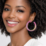 112847, ENCRUSTED CRYSTAL HOOP EARRINGS