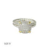 112847, 14K GOLD PLATED TWO TONE PAVE CZ CUSHION DESIGNER INSPIRED RING