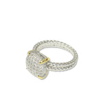 112847, 14K GOLD PLATED TWO TONE PAVE CZ CUSHION DESIGNER INSPIRED RING