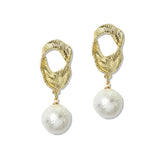 112848, TEXTURED METALLIC OPENWORK PEARL DROP EARRINGS