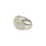 112848, 14K GOLD PLATED TWO TONE CAVIAR CZ X DESIGNER INSPIRED RING