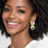 112849, TEXTURED METALLIC ORB DROP EARRINGS