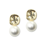 112850, TEXTURED METALLIC PEARL DROP EARRINGS
