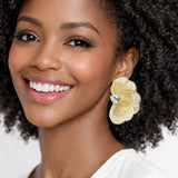 112852, TEXTURED METALLIC WIRE FILIGREE FLORAL STATEMENT EARRINGS
