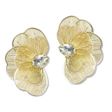 112852, TEXTURED METALLIC WIRE FILIGREE FLORAL STATEMENT EARRINGS