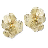 112853, TEXTURED METALLIC WIRE FILIGREE FLOWER STATEMENT EARRINGS