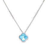 112856, CLOVER CUBIC ZIRCONIA HALO PENDANT NECKLACE