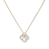 112856, CLOVER CUBIC ZIRCONIA HALO PENDANT NECKLACE