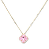 112856, CLOVER CUBIC ZIRCONIA HALO PENDANT NECKLACE