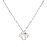 112856, CLOVER CUBIC ZIRCONIA HALO PENDANT NECKLACE