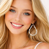 112859, CCB GLASS PEARL BEADED TEARDROP EARRINGS