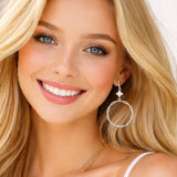 112860, CROSS ACCENT PAPERCLIP HOOP DROP EARRINGS
