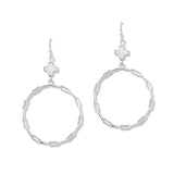 112860, CROSS ACCENT PAPERCLIP HOOP DROP EARRINGS