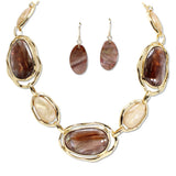 112875, GEOMETRIC MARBLED RESIN STATEMENT NECKLACE