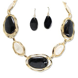 112875, GEOMETRIC MARBLED RESIN STATEMENT NECKLACE