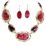 112875, GEOMETRIC MARBLED RESIN STATEMENT NECKLACE