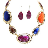 112875, GEOMETRIC MARBLED RESIN STATEMENT NECKLACE