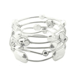 112876, PEARL AND HAMMERED NUGGET MULTI LAYERED STRETCH BRACELET