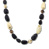 112880, MARBLED RESIN AND HAMMERED NUGGET STRAND NECKLACE