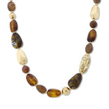 112880, MARBLED RESIN AND HAMMERED NUGGET STRAND NECKLACE