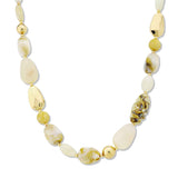 112880, MARBLED RESIN AND HAMMERED NUGGET STRAND NECKLACE