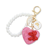 112888, PEARL WRISTLET CRYSTAL HEART KEYCHAIN AND BAG CHARM