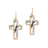 112891, TEXUTRED CROSS DROP EARRINGS