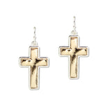 112891, TEXUTRED CROSS DROP EARRINGS
