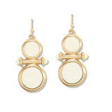 112893, GEOMETRIC TEXTURED WOOD TIERED DROP DANGLE EARRINGS
